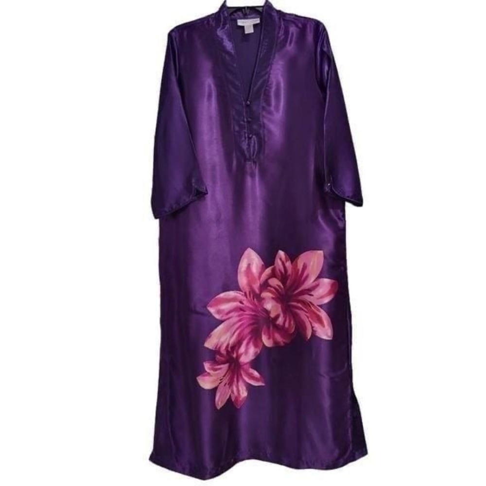Morgan Taylor intimates long dress floral tropical satin sleepwear